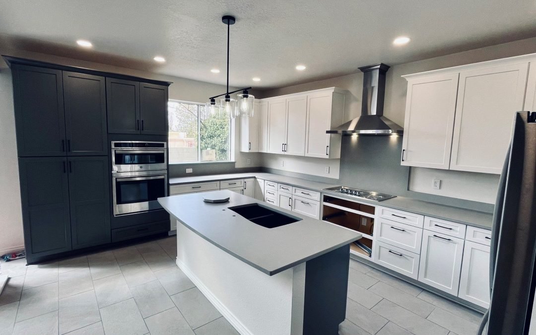 concrete countertop installation modern kitchen