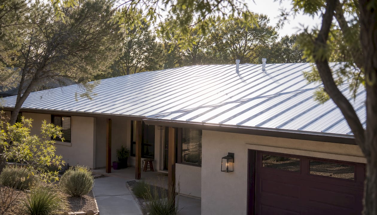 Solar Reflective Coated Metal Roof Panels Outdoors