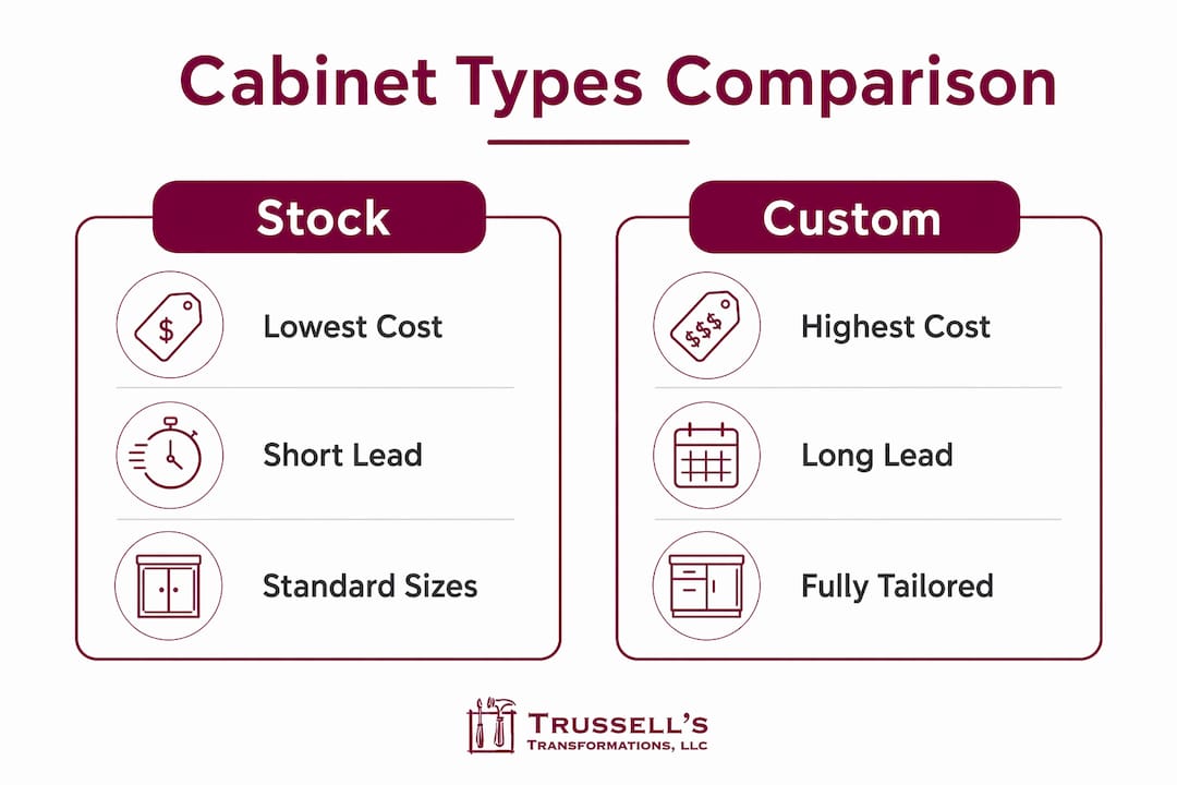 Infographic Comparing Stock And Custom Cabinet Features