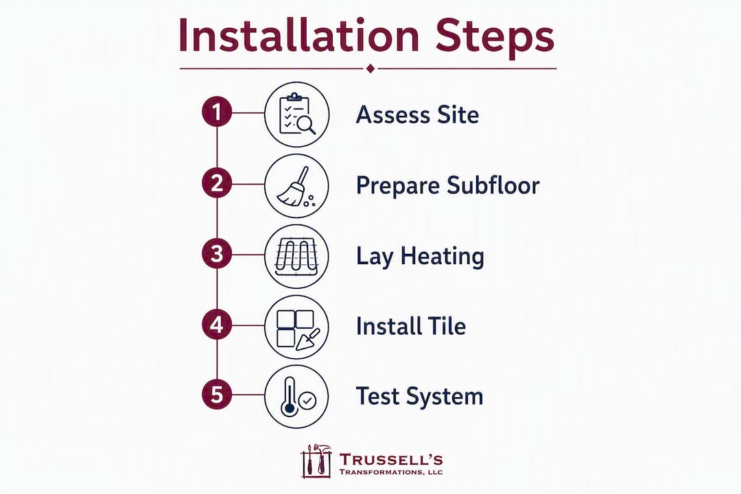 Infographic Showing Installation Steps For Radiant Floor Heating