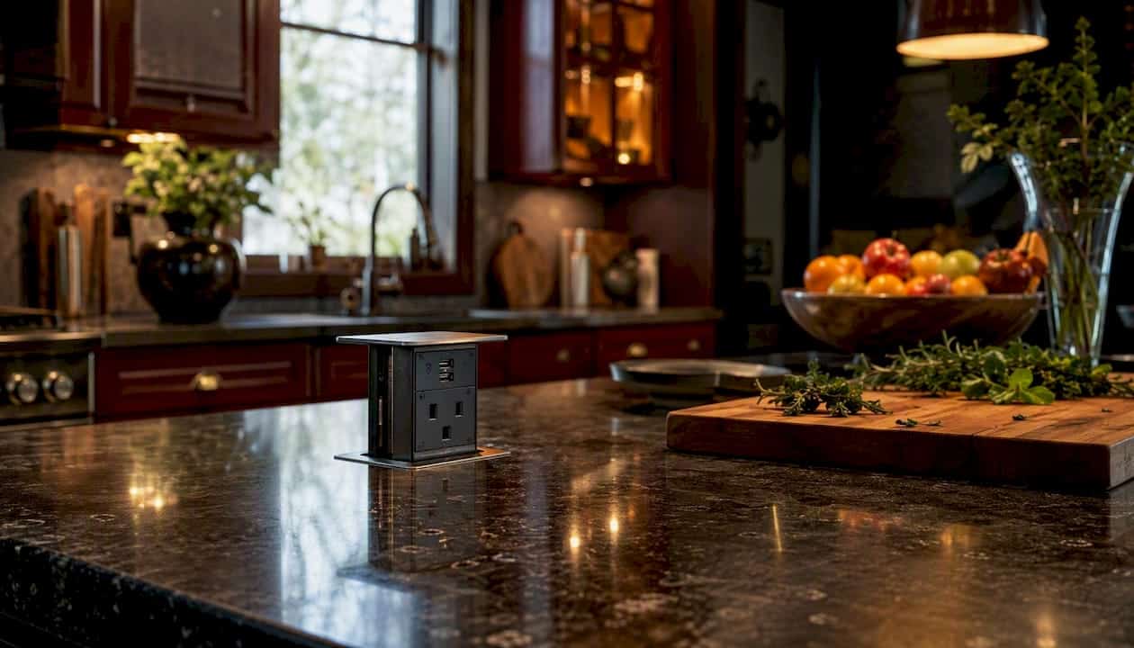 Pop-Up Countertop Electrical Outlet Open