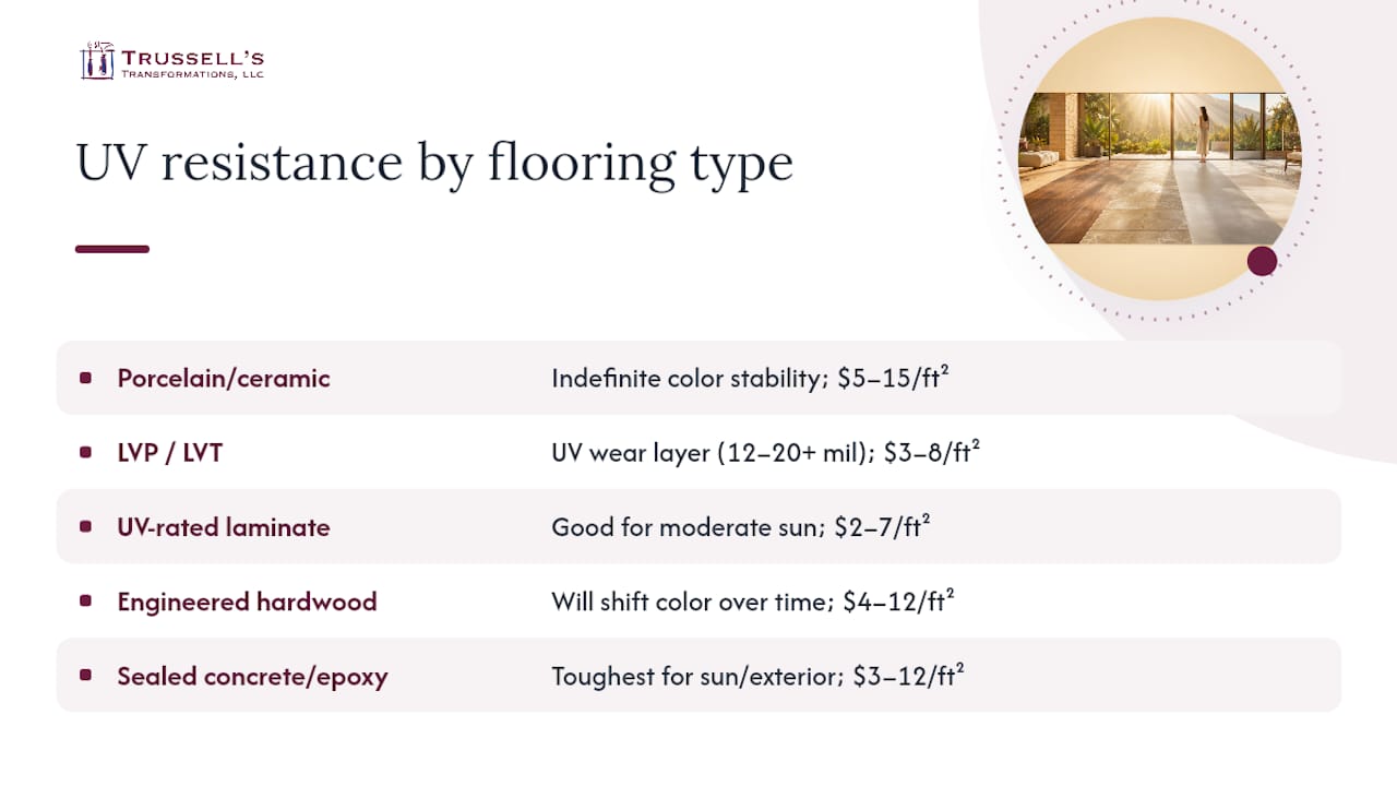Comparison Infographic Of Flooring Materials Uv Resistance