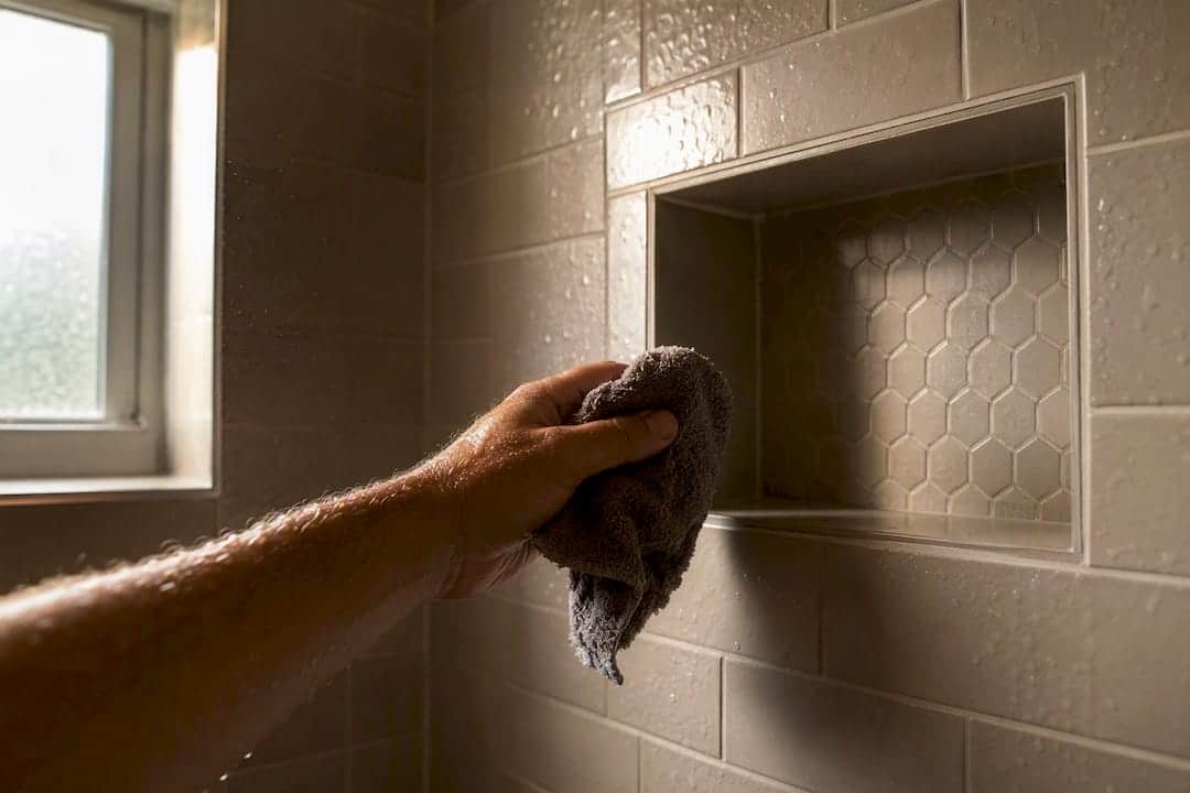 Wet Hand Testing Shower Niche Reach