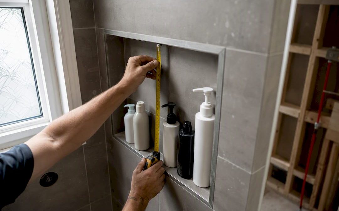 Measuring shower niche height with bottles