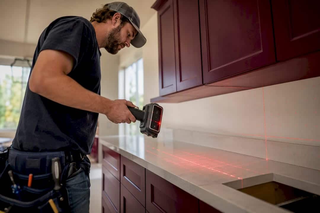 Handheld Laser Templating Device Scanning Countertop