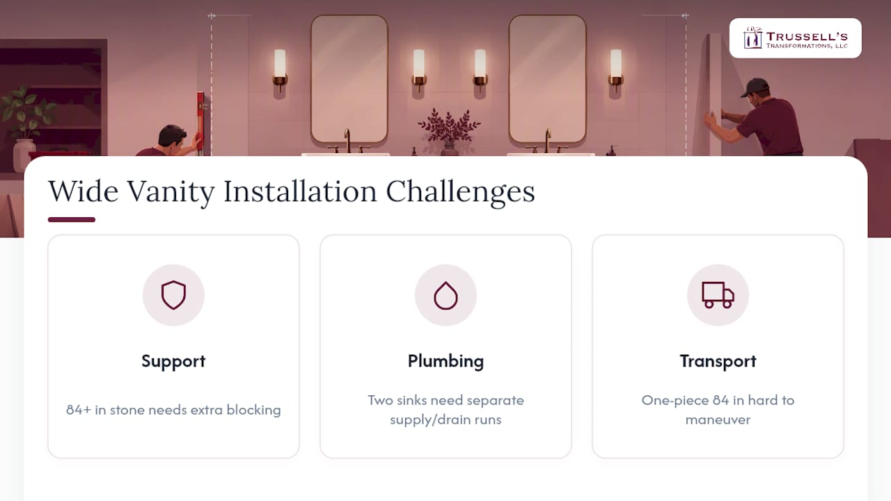 Diagram Of Installation Challenges For Wide Double Vanities