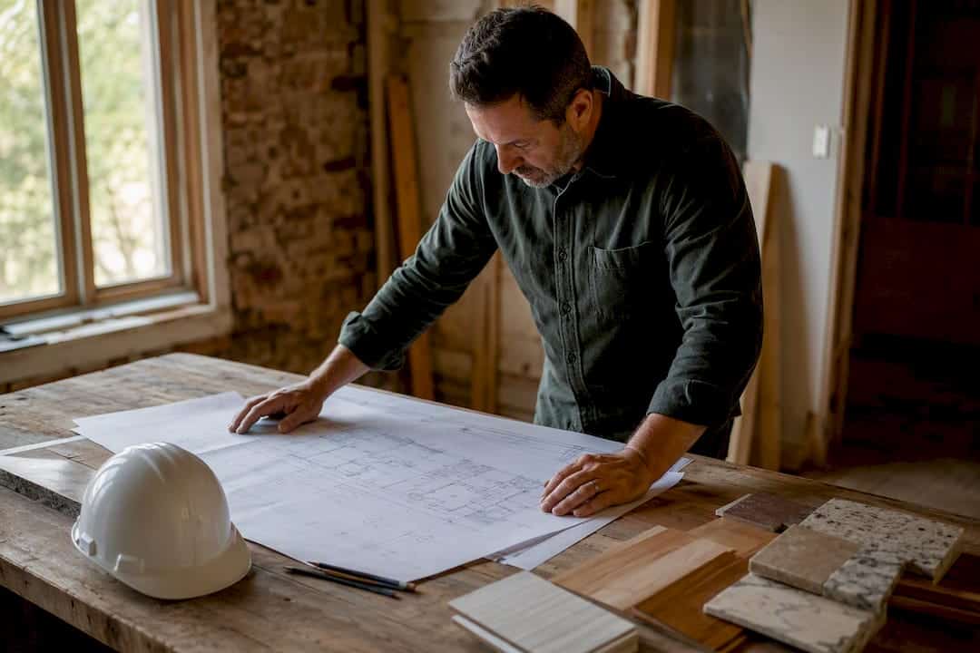 Construction Tools And Digital Tablet On Design Table