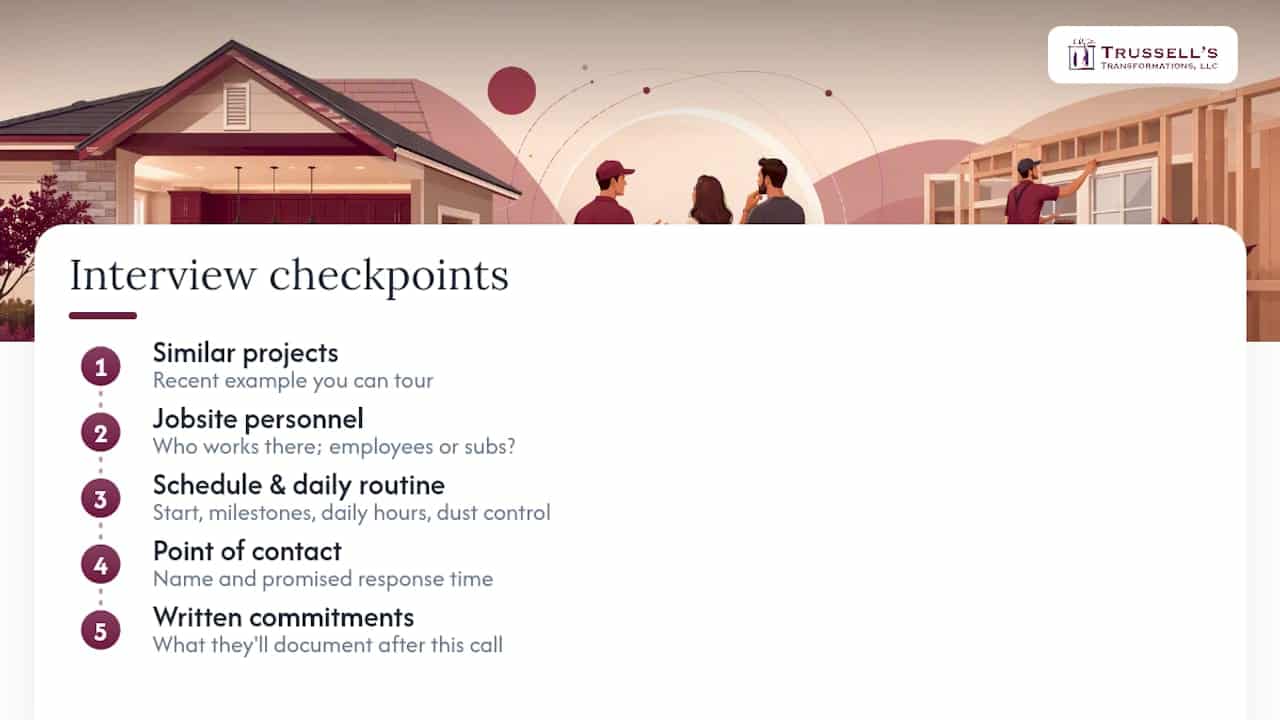 Five Remodeling Contractor Interview Checkpoints