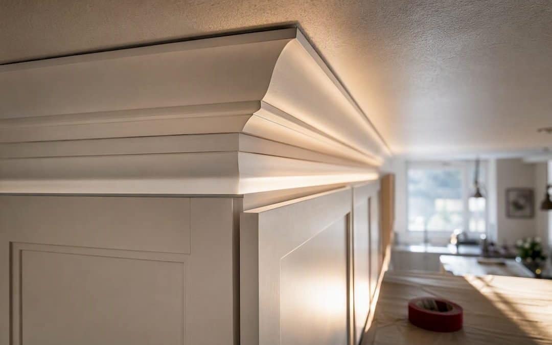 Cabinet crown molding profile and ceiling detail