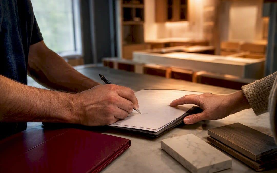 Homeowner reviewing remodeling change order