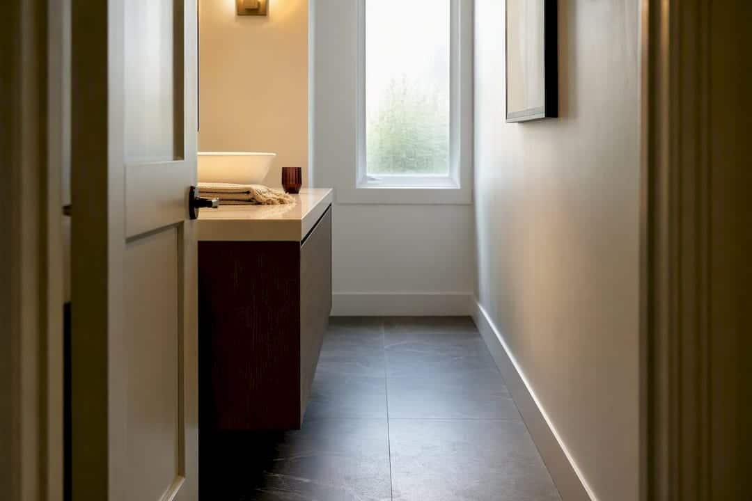Shallow Vanity Preserving Bathroom Walkway Space