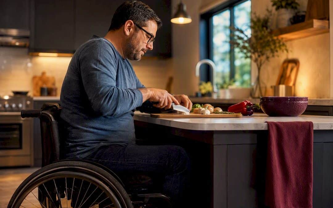 Accessible kitchen prep counter with knee space
