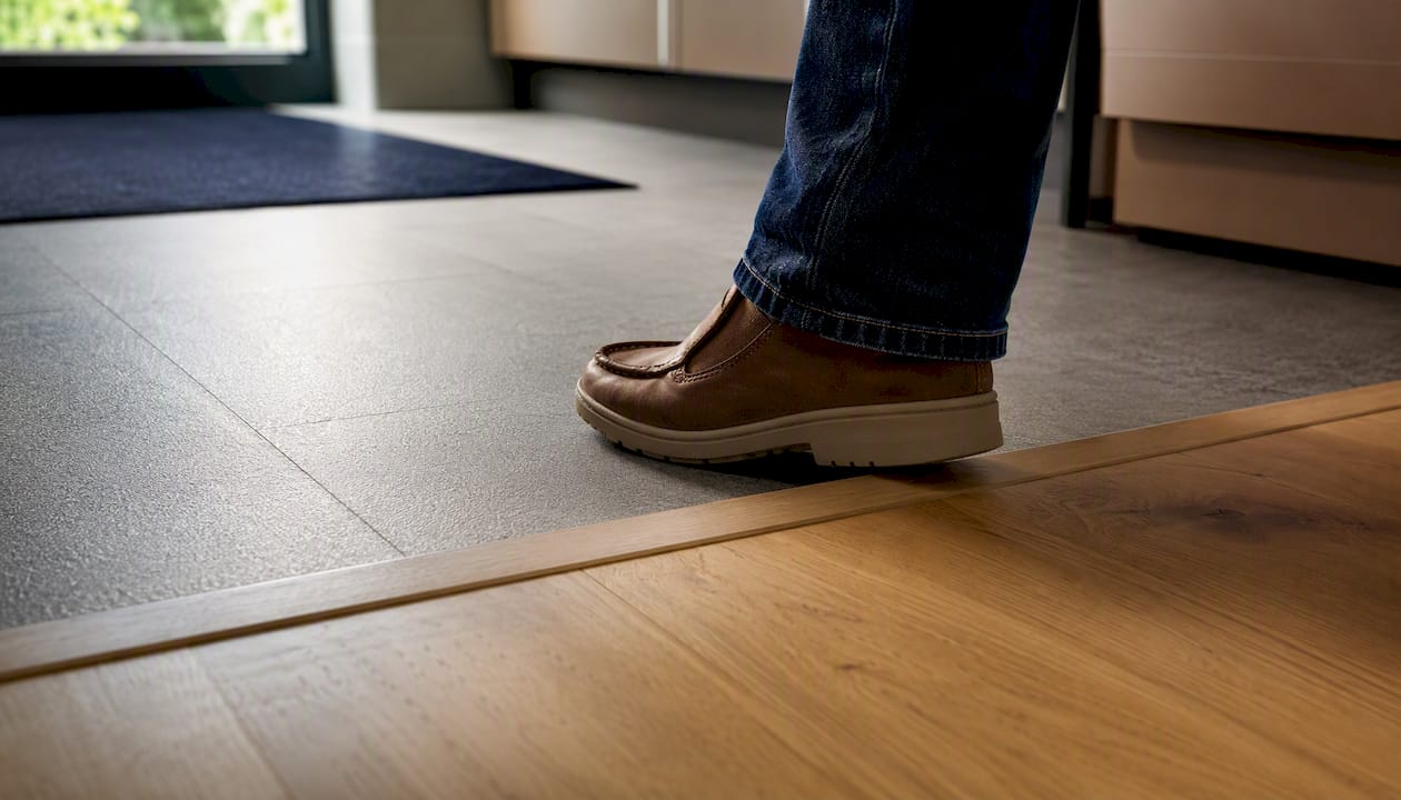 Slip-Resistant Flooring With Flush Kitchen Transition