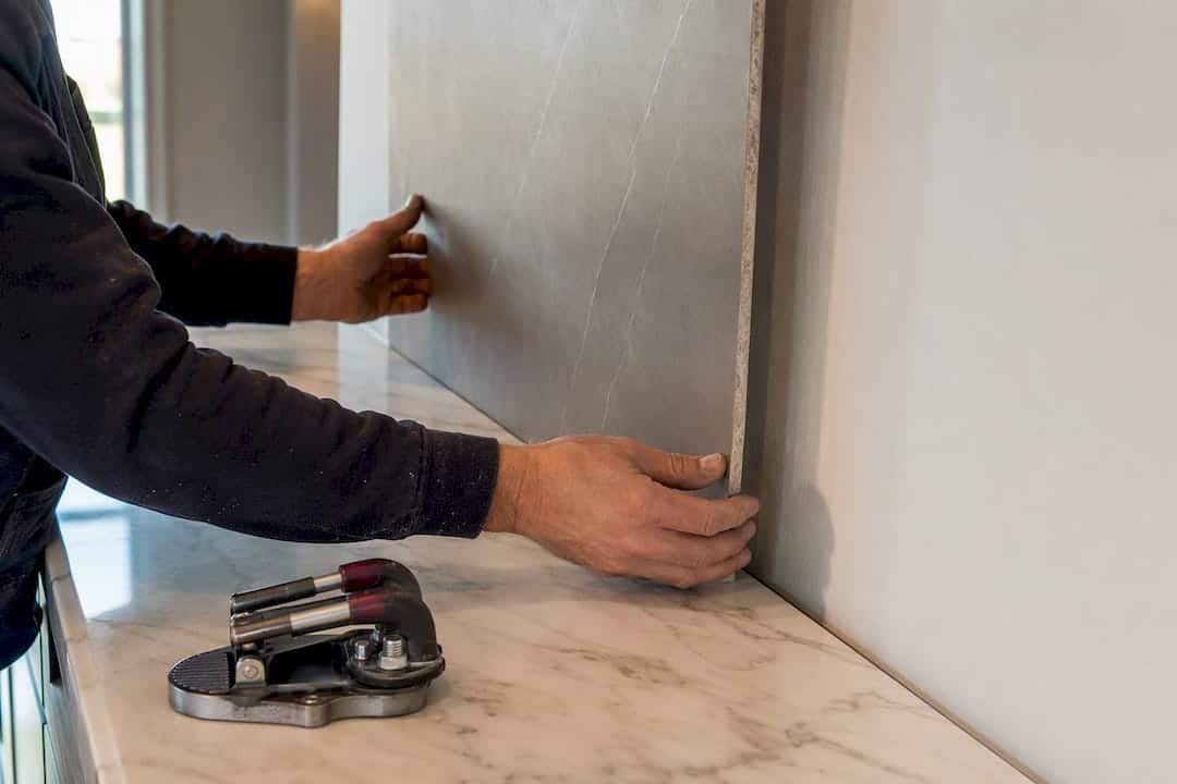 Large-Format Tile Aligned Above Countertop