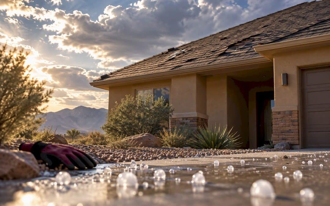 Hail damage visible on Albuquerque residential roof