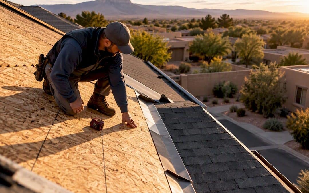 Inspector examining exposed roof deck