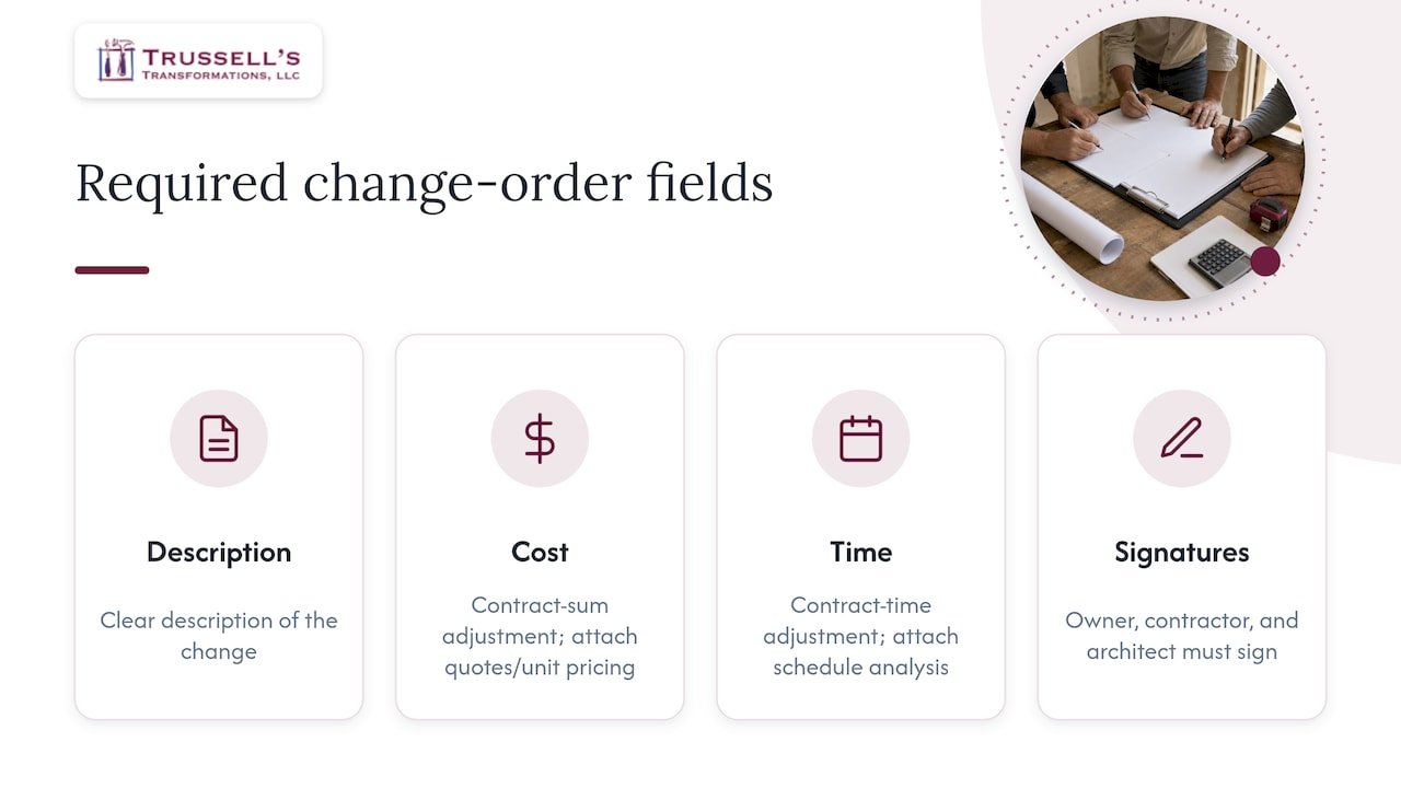 Four Required Fields In A Remodel Change Order